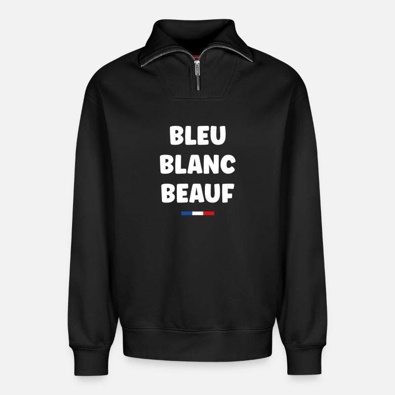 beauf - Relaxed Unisex Organic Half Zip Sweatshirt – von SPREAD - Schwarz