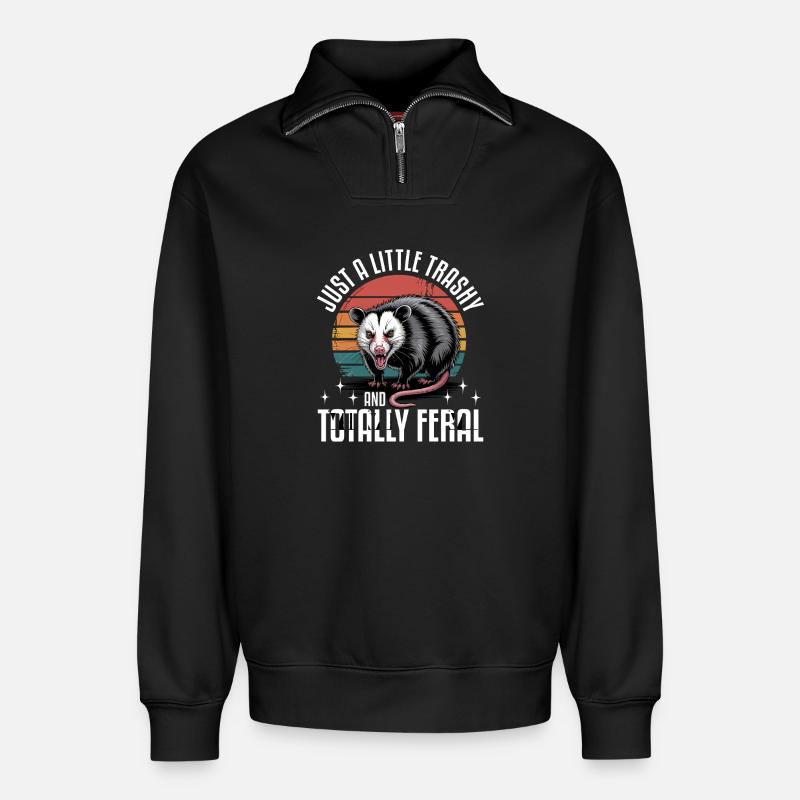 Funny Opossum - Relaxed Unisex Organic Half Zip Sweatshirt – von SPREAD - Schwarz
