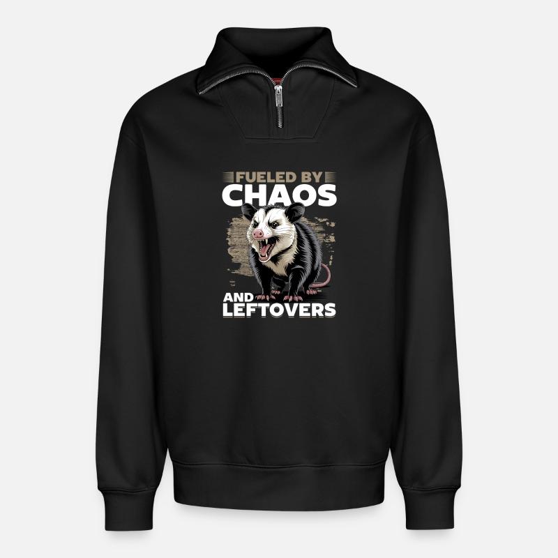 Funny Opossum - Relaxed Unisex Organic Half Zip Sweatshirt – von SPREAD - Schwarz
