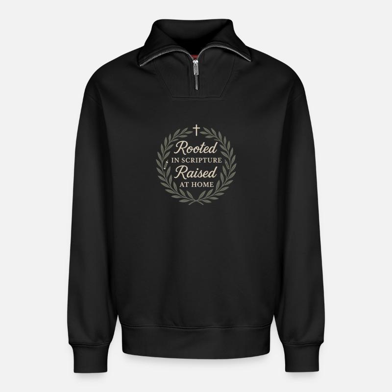Christlicher Homeschool-mutter-glaube - Relaxed Unisex Organic Half Zip Sweatshirt – von SPREAD - Schwarz