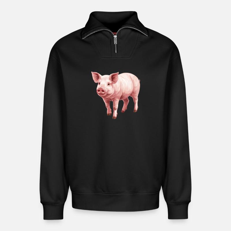 Cochon Cochon - Sweat unisexe décontracté en coton biologique à demi-zip – de SPREAD - noir