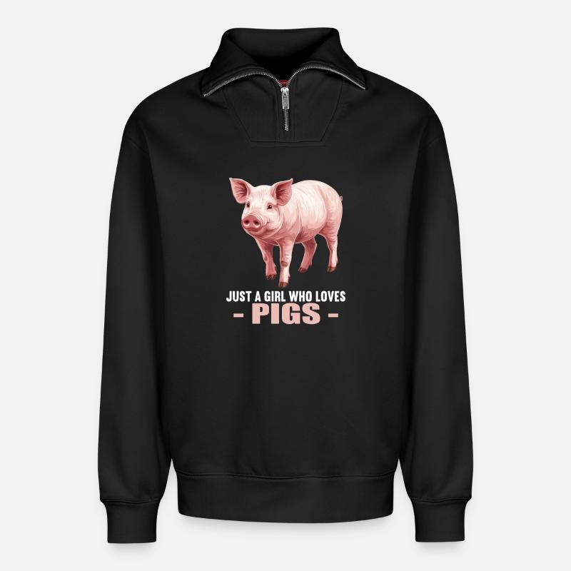 Cochon Cochon - Sweat unisexe décontracté en coton biologique à demi-zip – de SPREAD - noir