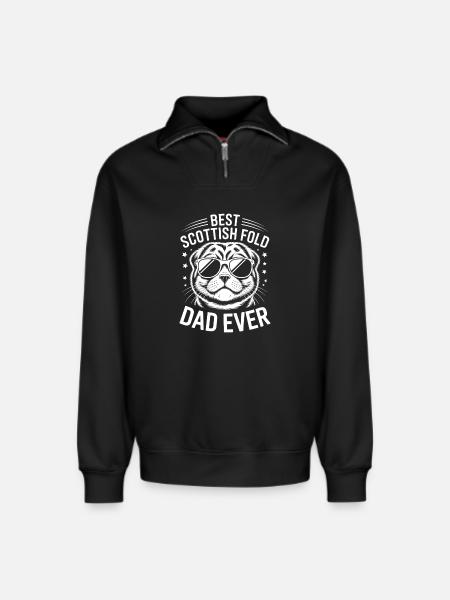 Scottish Folding Cats Scottish Fold Gift - Relaxed Unisex Organic Half Zip Sweatshirt – by SPREAD - black