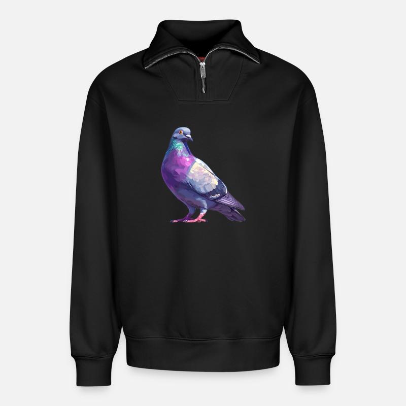 Tauben Taube - Relaxed Unisex Organic Half Zip Sweatshirt – von SPREAD - Schwarz