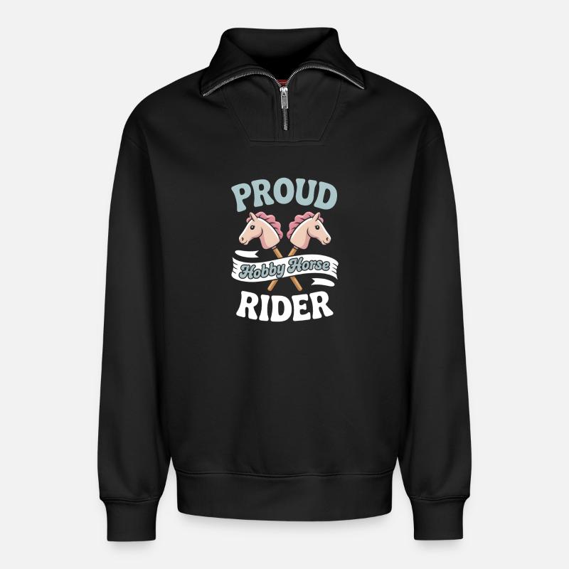 Hobby Horsing - Relaxed Unisex Organic Half Zip Sweatshirt – von SPREAD - Schwarz
