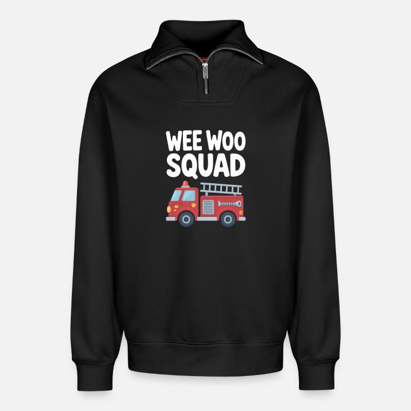 Wee Woo Squad Feuerwehr Auto Spass - Relaxed Unisex Organic Half Zip Sweatshirt – von SPREAD - Schwarz