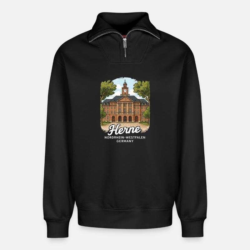 Herne - Relaxed Unisex Organic Half Zip Sweatshirt – von SPREAD - Schwarz
