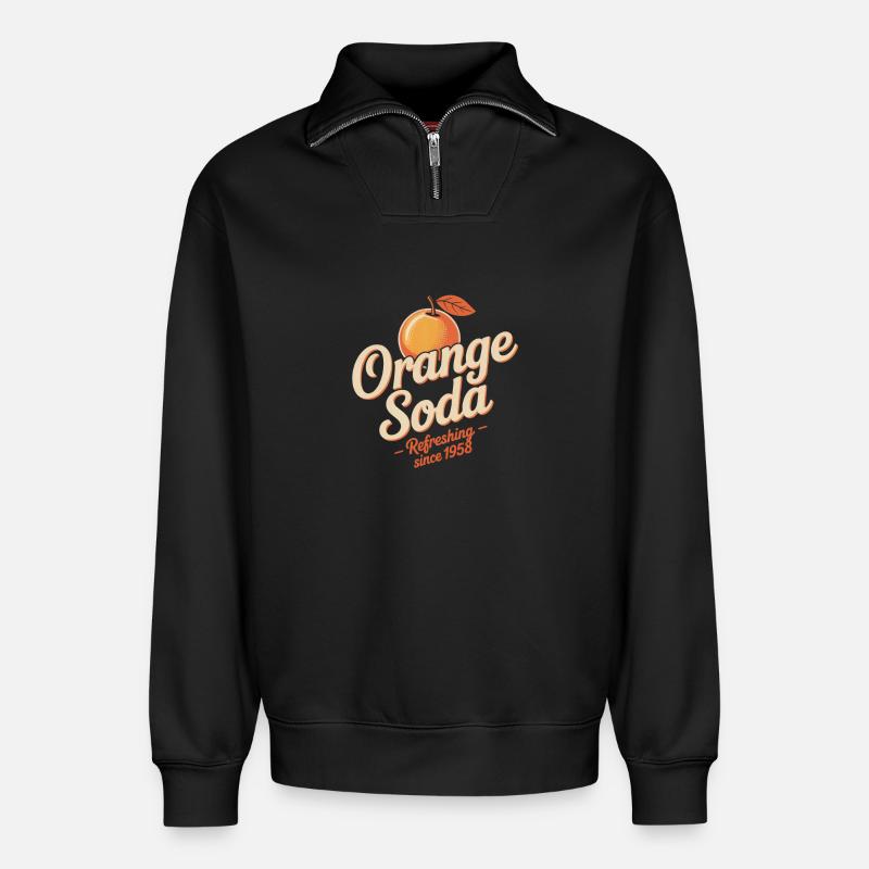 Soda à l’orange - Sweat unisexe décontracté en coton biologique à demi-zip – de SPREAD - noir