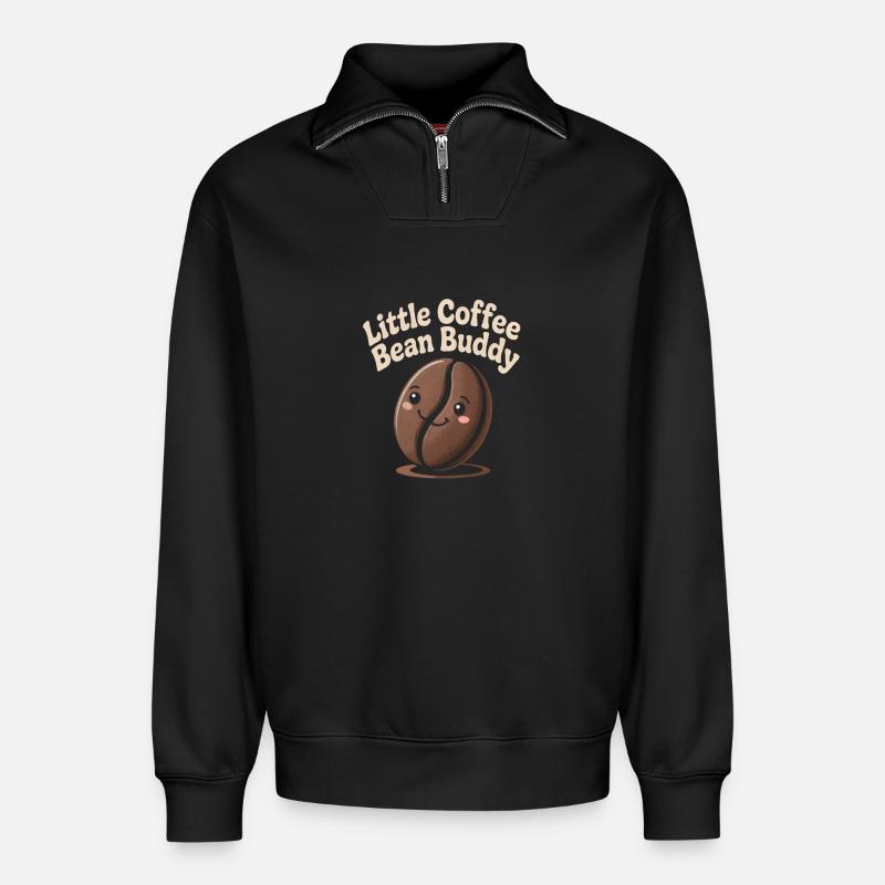 Coffee bean - Relaxed Unisex Organic Half Zip Sweatshirt – by SPREAD - black