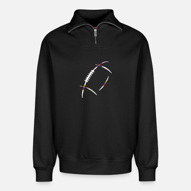 Rugbyball Farbenexplosion - Relaxed Unisex Organic Half Zip Sweatshirt – von SPREAD - Schwarz