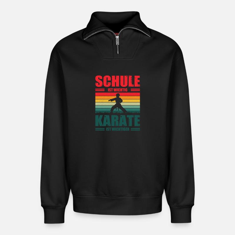 Kinder Karate Training Geschenke - Relaxed Unisex Organic Half Zip Sweatshirt – von SPREAD - Schwarz