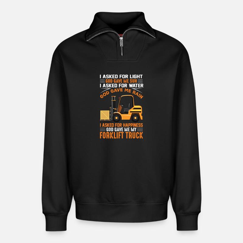 Gabelstapler Staplerfahrer - Relaxed Unisex Organic Half Zip Sweatshirt – von SPREAD - Schwarz