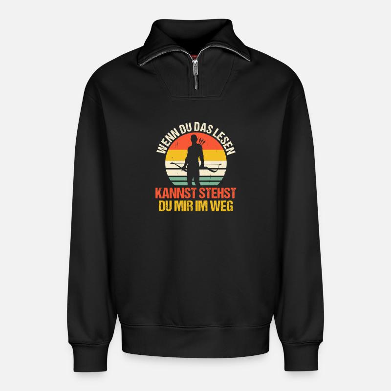 Bogenschütze Bogensport Bogenschießen - Relaxed Unisex Organic Half Zip Sweatshirt – von SPREAD - Schwarz