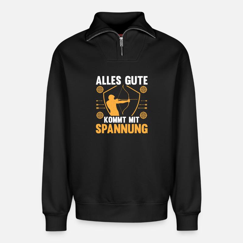 Archery Archery Archery - Relaxed Unisex Organic Half Zip Sweatshirt – by SPREAD - black