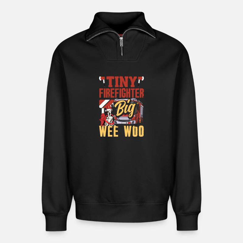 Wee Woo Squad Fire Tiny Feuerwehrmann - Relaxed Unisex Organic Half Zip Sweatshirt – von SPREAD - Schwarz