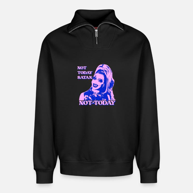 Nicht heute Satan Pop Art - Relaxed Unisex Organic Half Zip Sweatshirt – von SPREAD - Schwarz