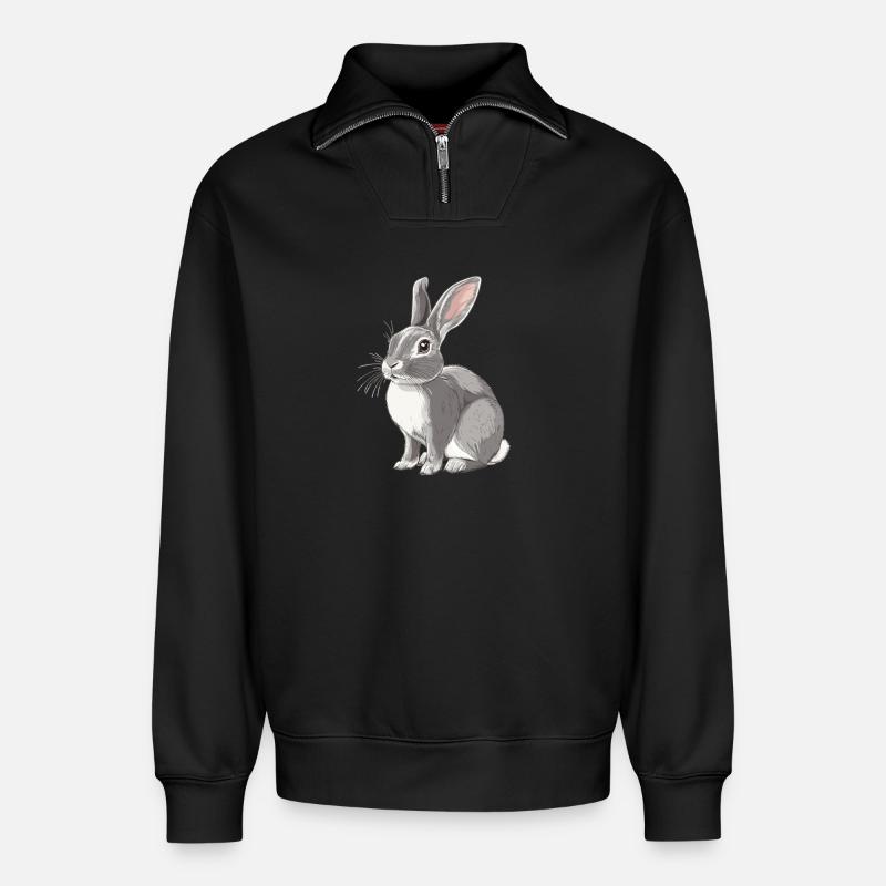 Hasen Hase - Relaxed Unisex Organic Half Zip Sweatshirt – von SPREAD - Schwarz