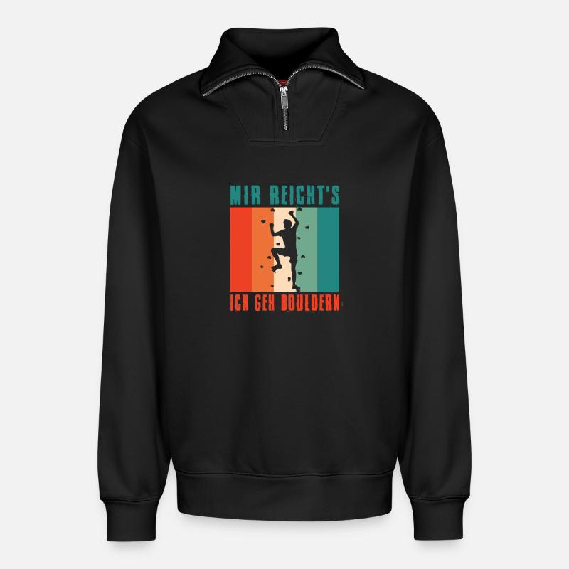 Bouldern Geschenke Klettern Kletterer Boulderer - Relaxed Unisex Organic Half Zip Sweatshirt – von SPREAD - Schwarz