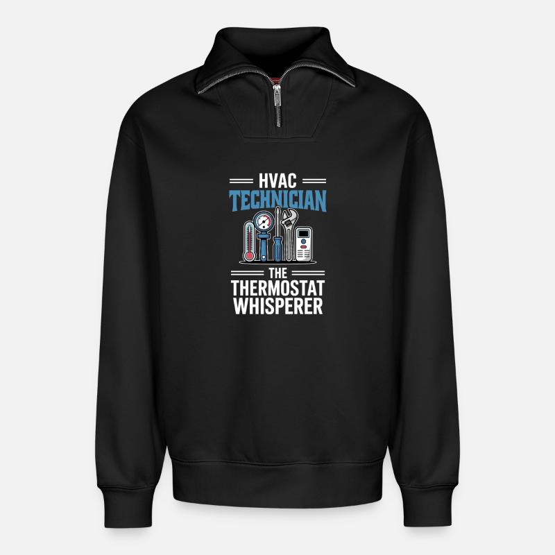 Thermostat Flüsterer HVAC Techniker Geschenk - Relaxed Unisex Organic Half Zip Sweatshirt – von SPREAD - Schwarz