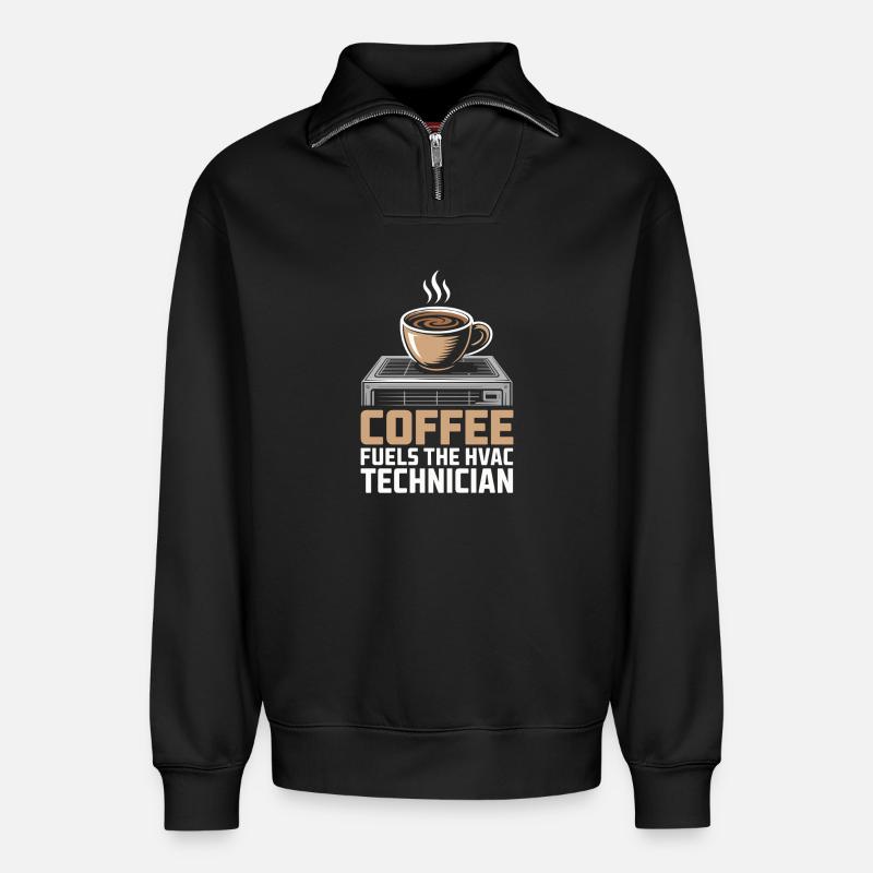 Kaffee Liebender HVAC Techniker Geschenk Arbeiter - Relaxed Unisex Organic Half Zip Sweatshirt – von SPREAD - Schwarz