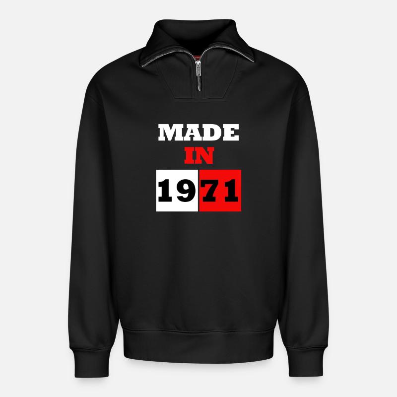 Made In 1971 Jubiläum - Relaxed Unisex Organic Half Zip Sweatshirt – von SPREAD - Schwarz