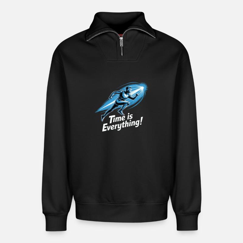 Zeit ist alles, Läufer - Relaxed Unisex Organic Half Zip Sweatshirt – von SPREAD - Schwarz