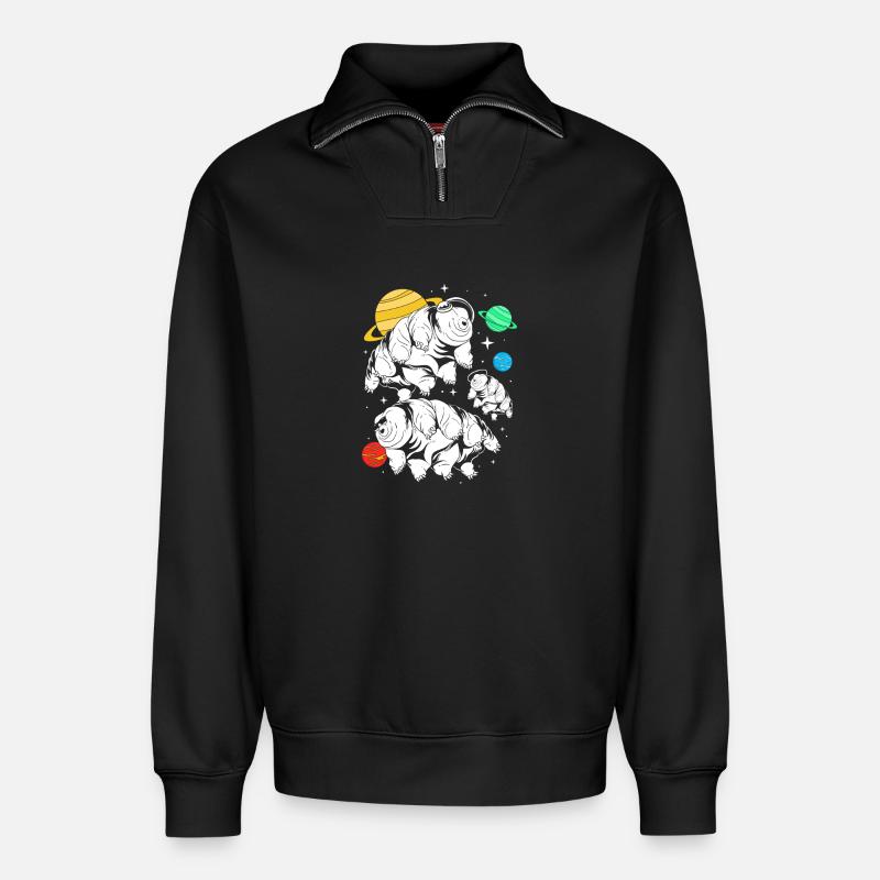 Tardigrade Tardigrade Tardigrade Water Bear - Relaxed Unisex Organic Half Zip Sweatshirt – by SPREAD - black