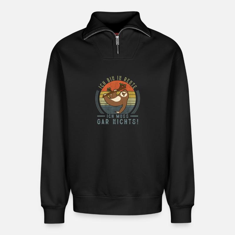 Rentner Ruhestand Geschenkidee - Relaxed Unisex Organic Half Zip Sweatshirt – von SPREAD - Schwarz