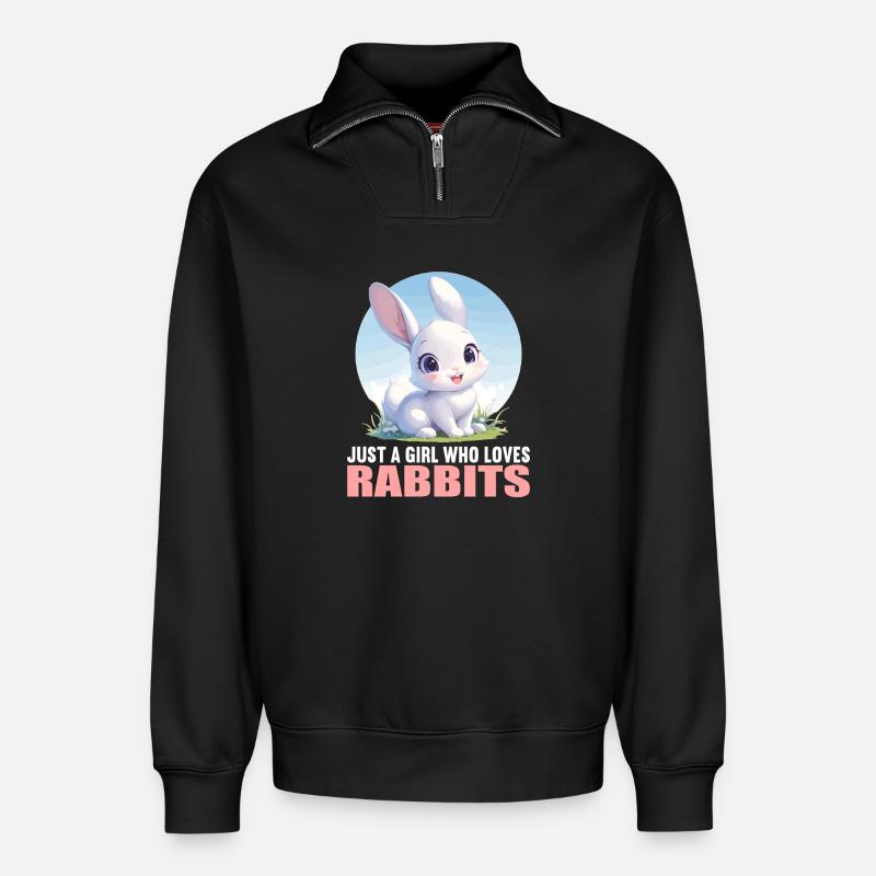Bunny Bunny - Relaxed Unisex Organic Half Zip Sweatshirt – by SPREAD - black