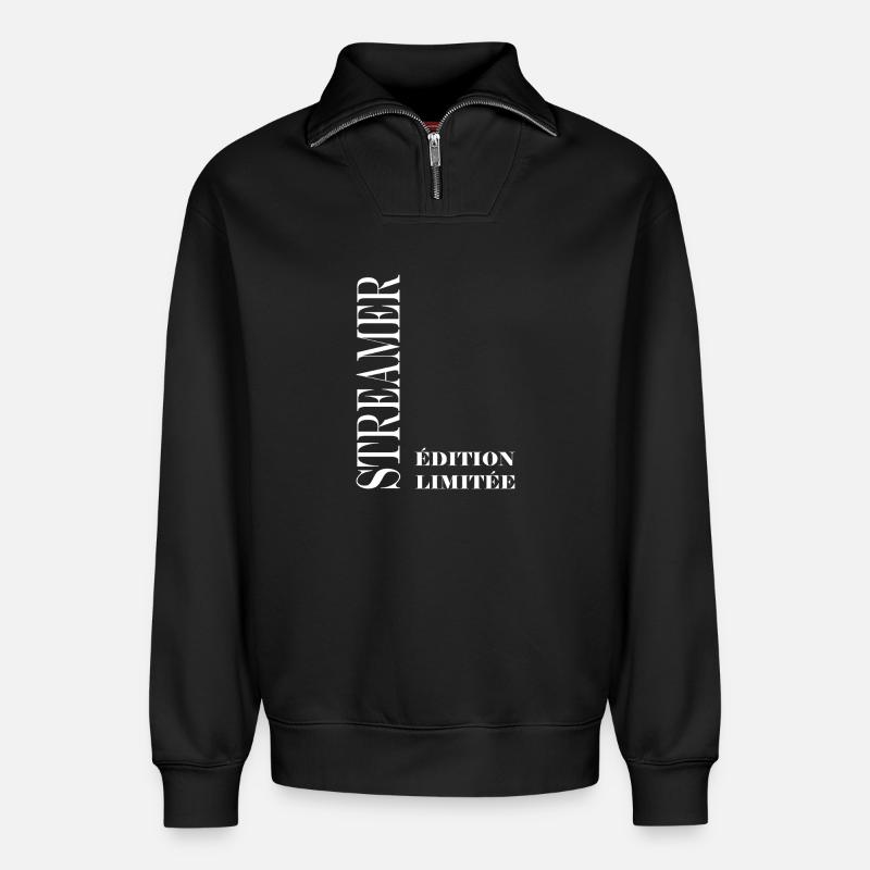 Wimpel - Relaxed Unisex Organic Half Zip Sweatshirt – von SPREAD - Schwarz