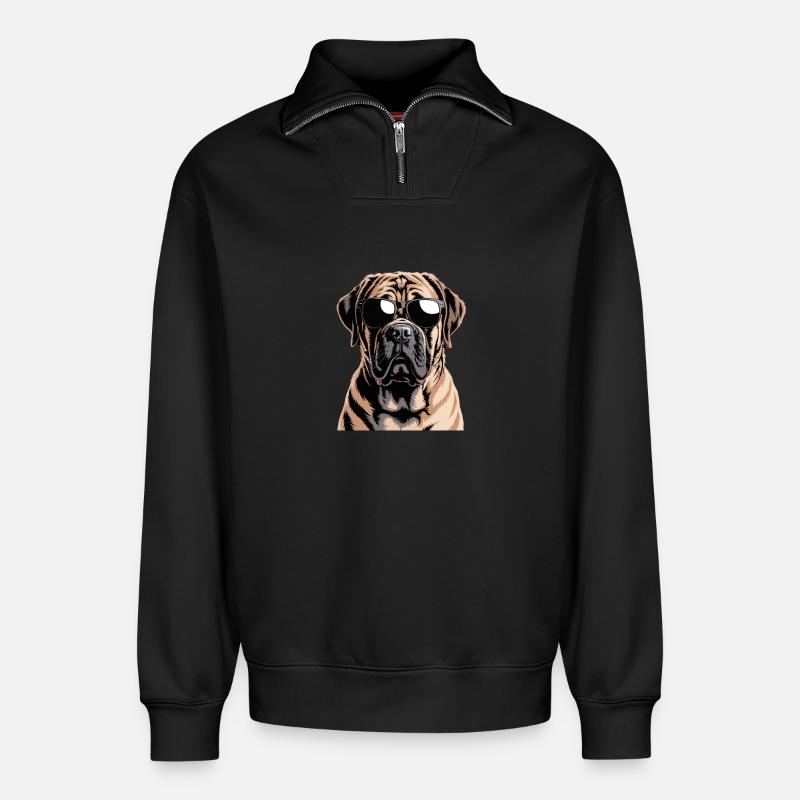 Mastiff - Relaxed Unisex Organic Half Zip Sweatshirt – von SPREAD - Schwarz