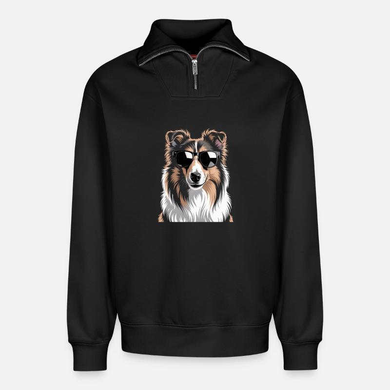 collie - Relaxed Unisex Organic Half Zip Sweatshirt – by SPREAD - black
