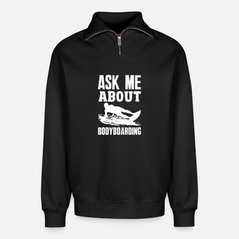 Surfen Surfboarder Bodyboarder - Relaxed Unisex Organic Half Zip Sweatshirt – von SPREAD - Schwarz