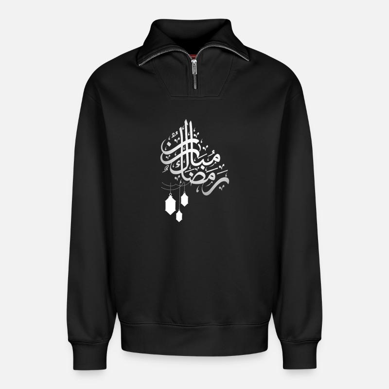 Ramadan_Mubarak - Relaxed Unisex Organic Half Zip Sweatshirt – von SPREAD - Schwarz