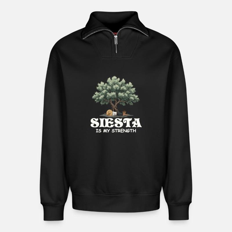 Siesta - Relaxed Unisex Organic Half Zip Sweatshirt – von SPREAD - Schwarz