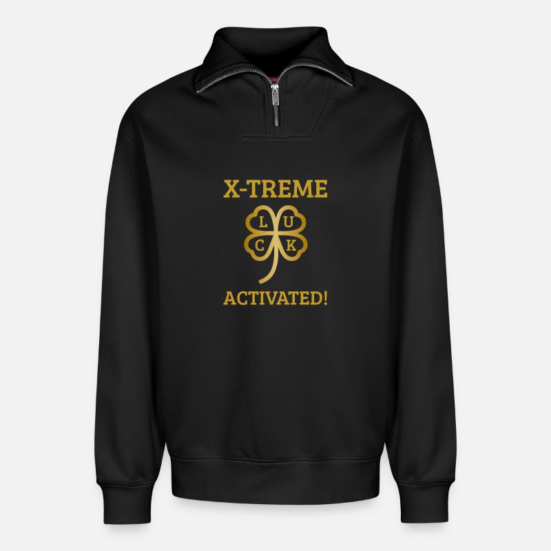 Xtreme Luck Activated - Relaxed Unisex Organic Half Zip Sweatshirt – von SPREAD - Schwarz