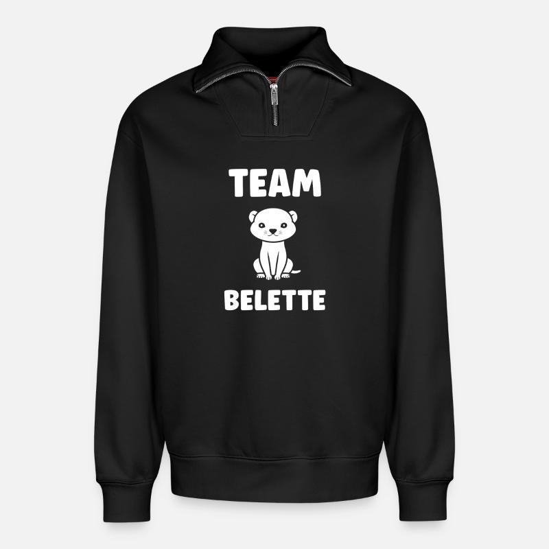 Team Weasel - Relaxed Unisex Organic Half Zip Sweatshirt – von SPREAD - Schwarz