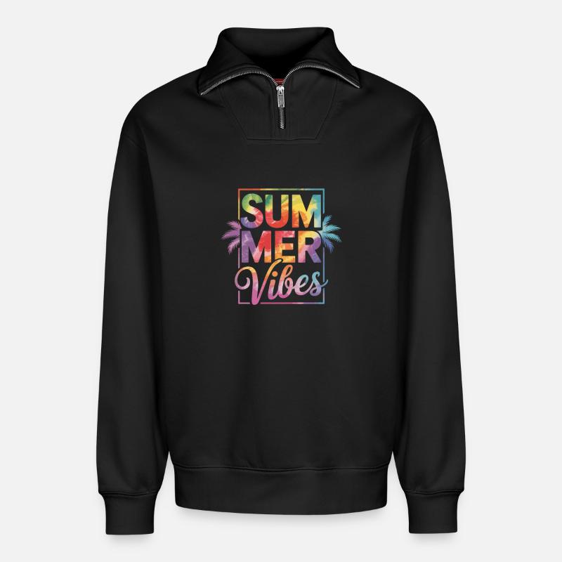 Summer Vibes - Relaxed Unisex Organic Half Zip Sweatshirt – by SPREAD - black