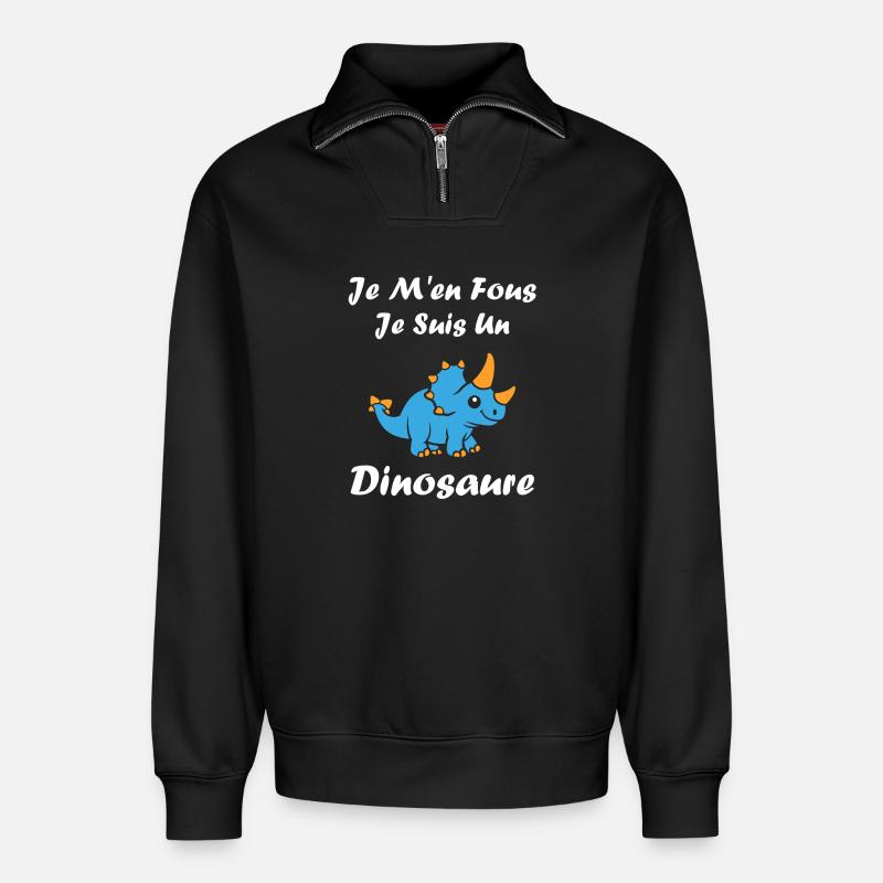 Blauer Dino: Lustige Phrasen - Relaxed Unisex Organic Half Zip Sweatshirt – von SPREAD - Schwarz