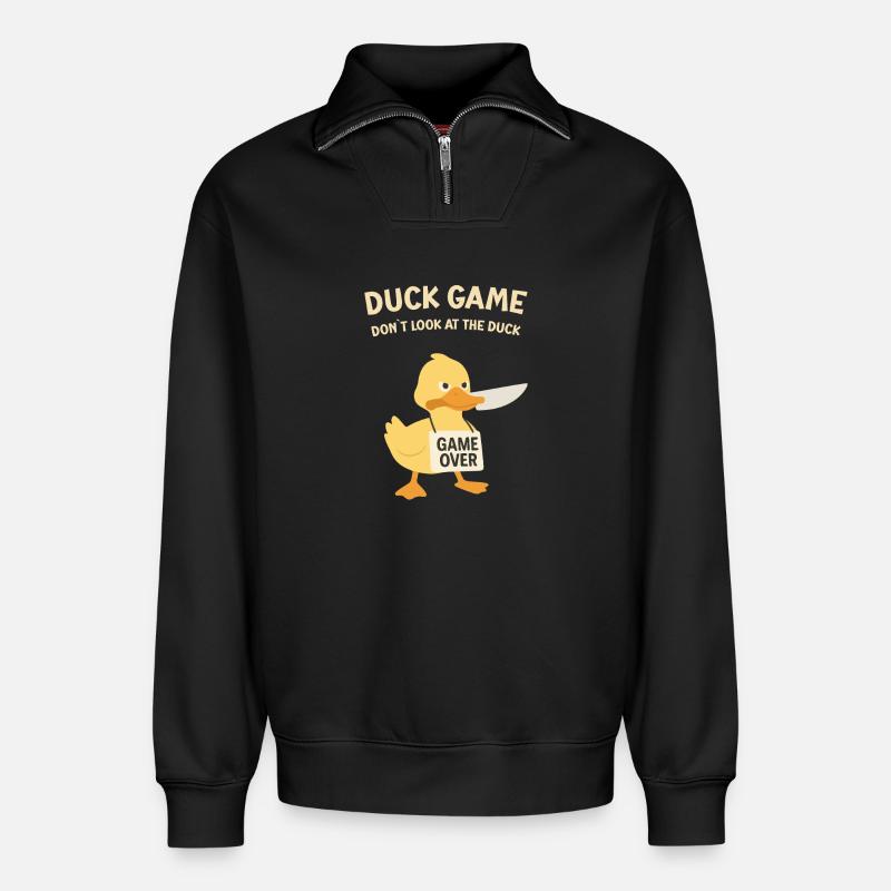 Duck Game Game Over Schild - Relaxed Unisex Organic Half Zip Sweatshirt – von SPREAD - Schwarz