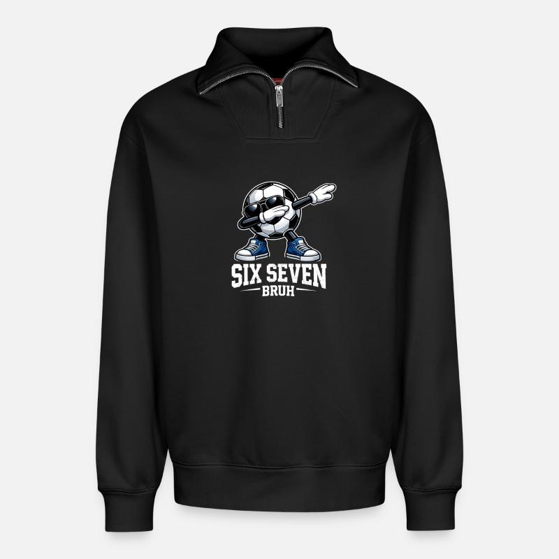 Six Seven Bruh Brainrot Meme - Relaxed Unisex Organic Half Zip Sweatshirt – von SPREAD - Schwarz