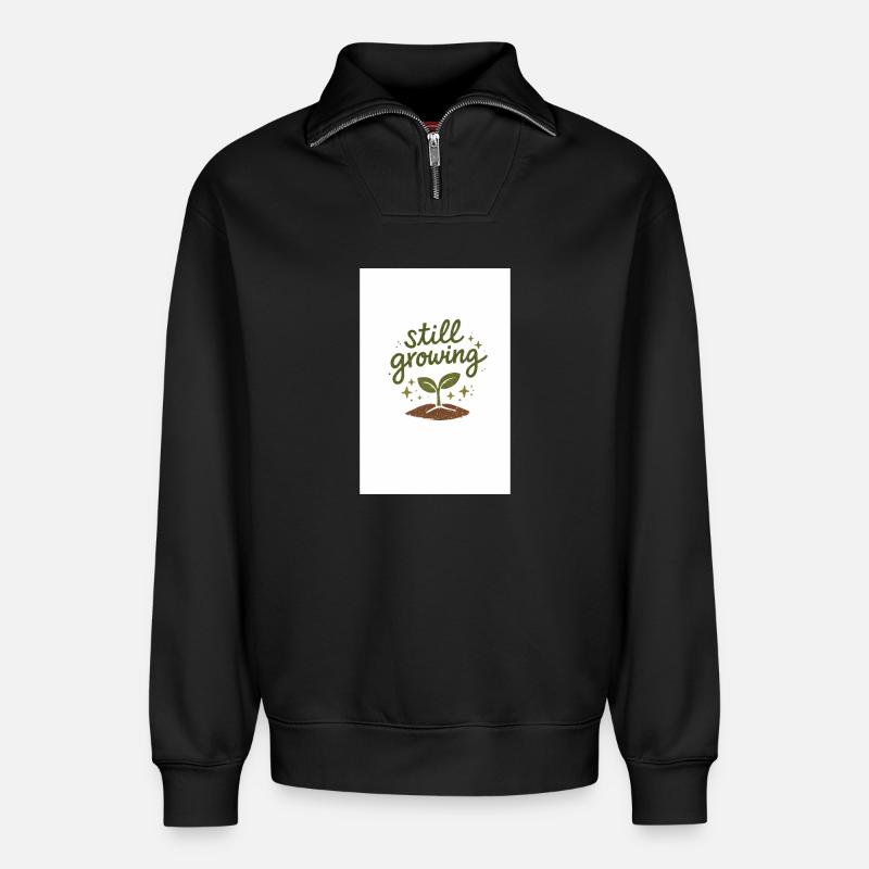 Still growing - Relaxed Unisex Organic Half Zip Sweatshirt – von SPREAD - Schwarz