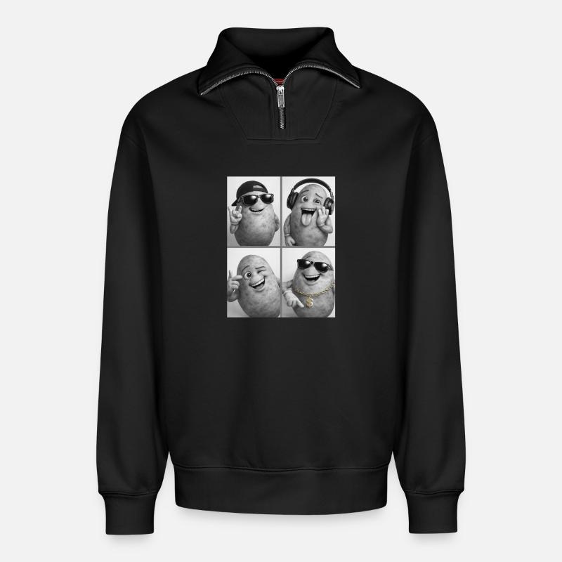 Potato - Relaxed Unisex Organic Half Zip Sweatshirt – von SPREAD - Schwarz