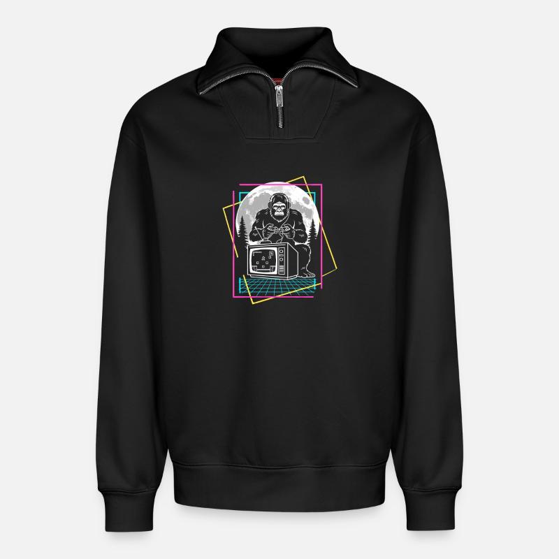 Bigfoot Gaming - Relaxed Unisex Organic Half Zip Sweatshirt – von SPREAD - Schwarz