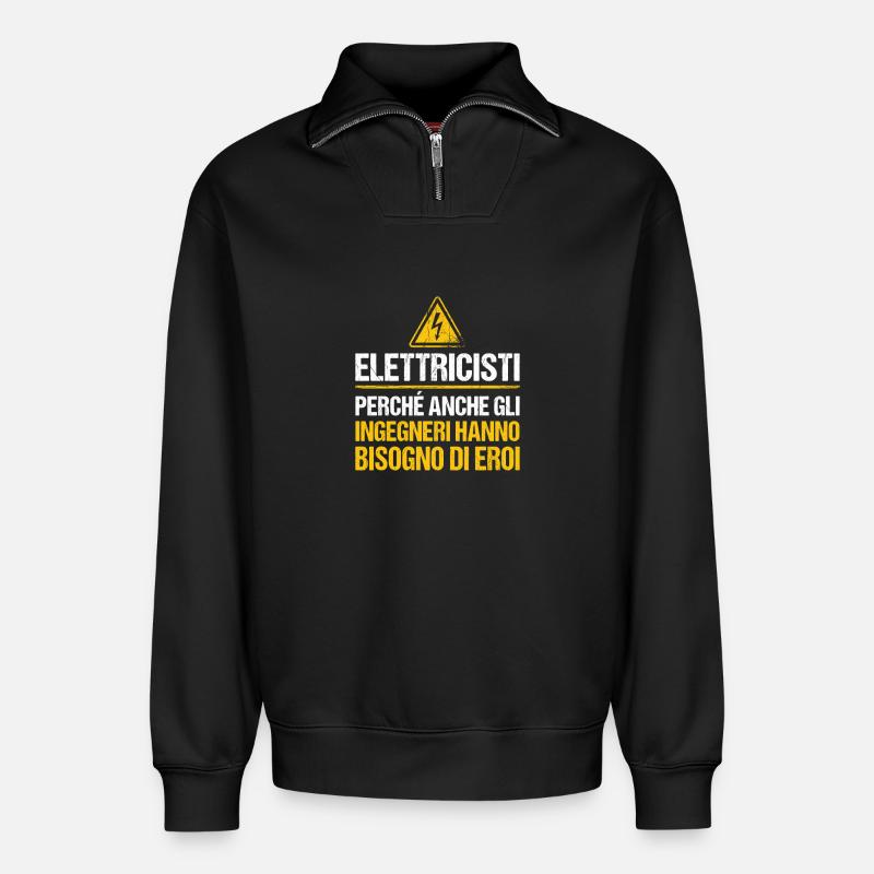 Gift Master Electricity Engineers - Relaxed Unisex Organic Half Zip Sweatshirt – von SPREAD - Schwarz