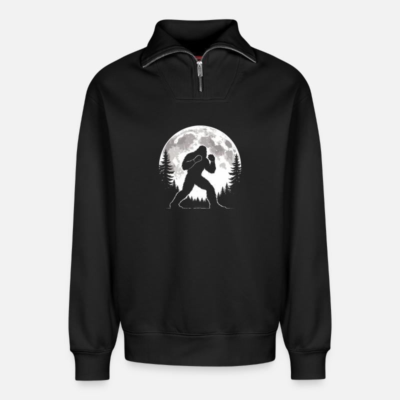 Bigfoot Boxes - Relaxed Unisex Organic Half Zip Sweatshirt – by SPREAD - black