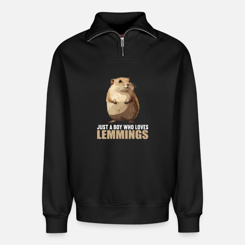 Lemminge Lemming - Relaxed Unisex Organic Half Zip Sweatshirt – von SPREAD - Schwarz