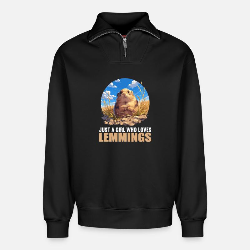 Lemminge Lemming - Relaxed Unisex Organic Half Zip Sweatshirt – von SPREAD - Schwarz