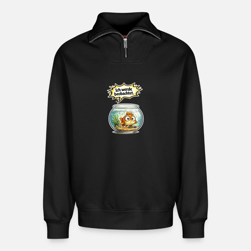Fisch Humor Geschenk - Relaxed Unisex Organic Half Zip Sweatshirt – von SPREAD - Schwarz