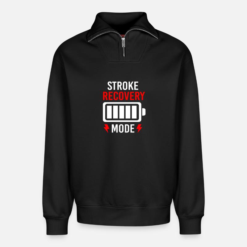 Stroke Stroke - Relaxed Unisex Organic Half Zip Sweatshirt – by SPREAD - black